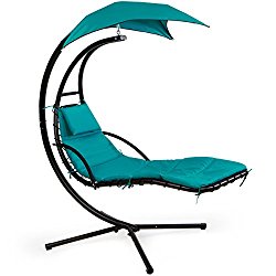 XtremepowerUS Floating Swing Chaise Lounge Chair Hammock Lounger – Blue