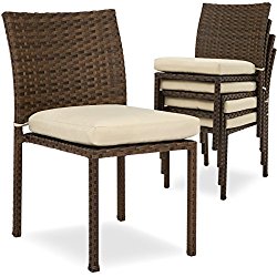 Best Choice Products Outdoor Wicker Patio Stacking Chairs Set of 4 -Brown