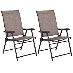 Giantex Set of 2 Patio Folding Sling Chairs Furniture Camping Deck Garden Pool Beach