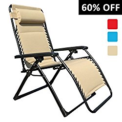 Goldsun Oversized Comfortable Padded Zero Gravity Chair (Beige)
