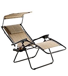 Just Relax Zero Gravity Chair with Pillow, Canopy, and Clip-On Table (Tan)