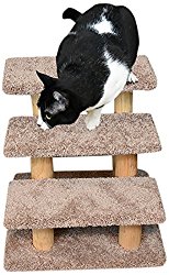 New Cat Condos 110223-Brown Wood Constructed Large Pet Stairs for Cats and Dogs, Large