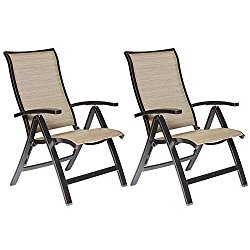 Patio Folding Chairs, Recliner Portable Laying for Beach Yard Pool Office Outdoor Patio With 6 Adjustable Angles, Lounge Chair Garden Backyard Outdoor Patio Furniture 2 Pcs Sets