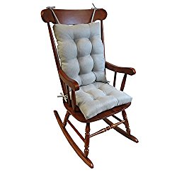 The Gripper Jumbo Sized Omega Series Rocking Chair Pad Cushion Set, 2 Piece Upholstered and Textured Rocking Chair Pad Set, Gray