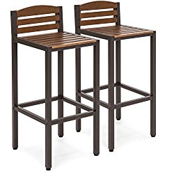 Best Choice Products Set of 2 Outdoor Acacia Bar Stools (Brown)