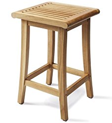 TeakStation Giva Grade-A Teak Wood Outdoor Patio Garden Backless Bar Stool / Chair