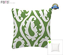 FBTS Prime Indoor/Outdoor Throw Pillow with Insert 18×18 Inches Decorative Square Green Cushion Covers Pillow Sham for Couch Bed Sofa Patio Furniture by