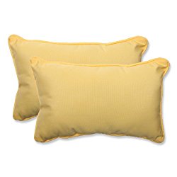 Pillow Perfect Indoor/Outdoor Rectangular Throw Pillow (Set of 2) with Sunbrella Canvas Buttercup Fabric, 18.5 in. L X 11.5 in. W X 5 in. D