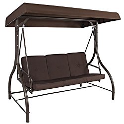 Best Choice Products Converting Outdoor Swing Canopy Hammock Seats 3 Patio Deck Furniture, Brown