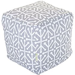 Majestic Home Goods Aruba Indoor / Outdoor Bean Bag Ottoman Pouf Cube, 17″ x 17″ x 17″ (Gray)