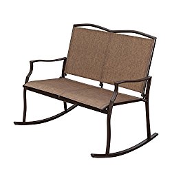 SunLife Sling Glider Rocker Chairs for 2 Person, Loveseats Patio Outdoor Garden Party Bars Cafe, Taupe