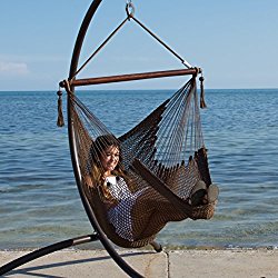 Caribbean Hammock Chair with Footrest – 40 inch – Soft-spun Polyester – (Mocha)