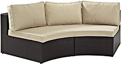 Crosley Furniture Catalina Outdoor Wicker Round Sectional Sofa with Sand Cushions – Brown