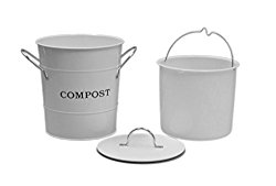 Exaco Trading Company CPBW01 2-In-1 Indoor Compost Bucket, 1 gallon, White