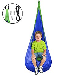 Sorbus Kids Child Pod Swing Chair – Hanging Seat Hammock Nest for Indoor and Outdoor Use – All Accessories Included