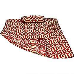 Sunnydaze Weather-Resistant Outdoor Polyester Quilted Hammock Pad and Pillow Only Set, Royal Red