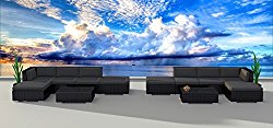 Urban Furnishing.net – BLACK SERIES 12a Modern Outdoor Backyard Wicker Rattan Patio Furniture Sofa Sectional Couch Set