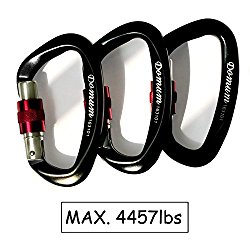 25kN Locking Climbing Carabiner Clip Holds 4457lbs with Screw Gate EN12275 Certified for Mountain Rock Climbing & Hammock Used for Exploring Rappelling (3-PACK )
