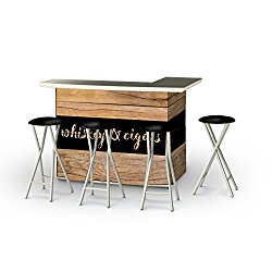 Best of Times Portable Patio Bar Table with Stools, Whiskey & Cigars Bar