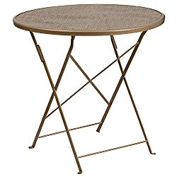 Flash Furniture 30” Round Gold Indoor-Outdoor Steel Folding Patio Table