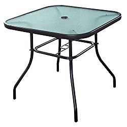 Giantex 32 1/2 Patio Square Bar Dining Table Glass Deck Outdoor Furniture Garden Pool