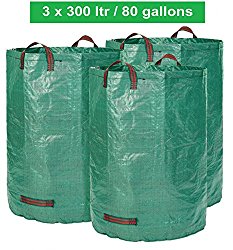 Glorytec 3 x Garden Bags 80 Gallons | Collapsible and Reusable Gardening Containers | Large and Strong Gardening Bag | Yard Waste Bags for Lawn and Leaf
