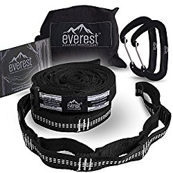 Hammock Straps – Everest | Tree Saver Straps & Aluminum Carabiners Lightweight Triple Stitch Extra Strong No Stretch Polyester Adjustable 14 Loop Suspension System 10 ft Long – Ultra Fine Tune