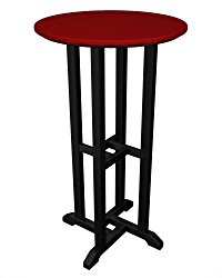 POLYWOOD RBT224FBLSR Contempo 24″ Round Bar Table, Black/Sunset Red