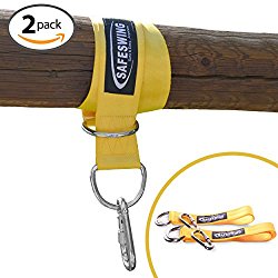 SafeSwing SALE The Original, Safest, Easiest Swing & Hammock Hanging Kit – Hang a Child’s Swing/Hammock Almost Any Tree, Branch or Beam! – Zinc Alloy Locking Carabiners – 2 PACK