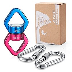 Swing Swivel, AusKit 30KN Safest Rotational Device Hanging Accessory with Carabiners For Web Tree Swing, Swing Setting, Aerial Dance, Children’s Swing, Hanging Hammock