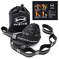 WEHE Hammock Straps Extra Strong & Lightweight,36 Loops, 2000LBS Breaking Strength,100% No Stretch Polyester,Tree Friendly,Quick&Easy Setup Best Suspension System