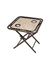 Bliss Hammocks Foldable Sling Side Table with Cupholders, Sand