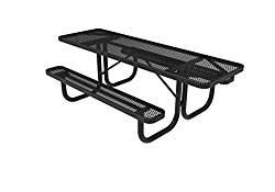 CoatedOutdoorFurniture T8H2-BLK Rectangular Portable Picnic Table, Handicap Accessible on Both Ends, 8 Feet, Black