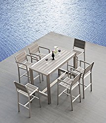 Outdoor Patio Wicker Furniture New Aluminum Resin 7-Piece Dining Bar Table & Barstool Set