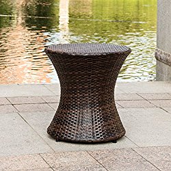 Sundale Outdoor Wicker Hourglass Accent Side Table All Weather Patio Furniture