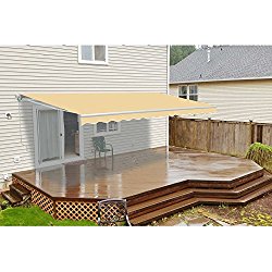 Aleko 12X10 Feet Retractable Patio Awning Ivory Color