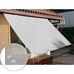 Alion Home Sun Shade Panel Privacy Screen with Grommets on 4 Sides for Outdoor, Patio, Awning, Window Cover, Pergola or Gazebo -200 GSM (6′ x 8′, Smoke Grey)