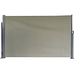 Sunnydaze Patio Retractable Privacy Wall Folding Screen Divider with Steel Support Pole 10 x 6 Feet, Grey