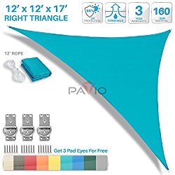 Patio Paradise 12′ x 12′ x 17′ Turquoise Green Sun Shade Sail Right Triangle Canopy – Permeable UV Block Fabric Durable Outdoor – Customized Available