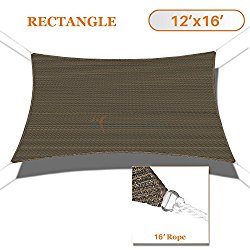 Sunshades Depot 12′ x 16′ Sun Shade Sail Rectangle Permeable Canopy Brown Coffee Custom Size Available Commercial Standard
