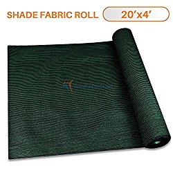 Sunshades Depot 20′ x 4′ Shade Cloth 180 GSM HDPE Dark Green Fabric Roll Up to 95% Blockage UV Resistant Mesh Net