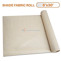 Sunshades Depot 6′ x 30′ Shade Cloth 180 GSM HDPE Beige Fabric Roll Up to 95% Blockage UV Resistant Mesh Net
