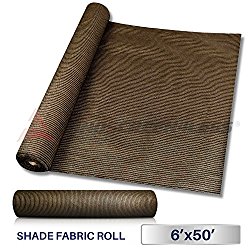 Windscreen4less Brown Sunblock Shade Cloth,95% UV Block Shade Fabric Roll 6ft x 50ft