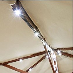8ft/9ft 6-Rib Solar String Lights for Patio Umbrella Cool White