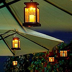 Kyson Solar Power Vintage Latern Candle Twinkle Effect 2 LEDs Outdoor waterproof Hanging Umbrella Garden Pathway Stairs wall Led Lamp Light Pack of 4