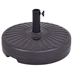 Giantex 20″ Round 23L Water Filled Umbrella Base Stand Self-filled Patio Furniture Black