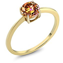 1.00 Ct Round Ecstasy Mystic Topaz Gold Solitaire Engagement Ring (Size 5,6,7,8,9)