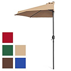 Best Choice Products 9ft Steel Half Patio Umbrella w/Crank – Tan