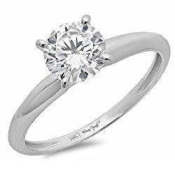 Clara Pucci 1.4 CT Brilliant Round Cut 4-prong Solitaire Bridal Engagement Wedding Ring 14k White Gold