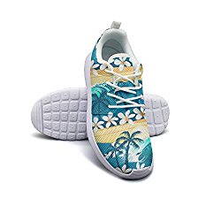 FGBLK Printing Tropical Surfing With Palm Trees Attractive Women Jogger Casual Running Shoes